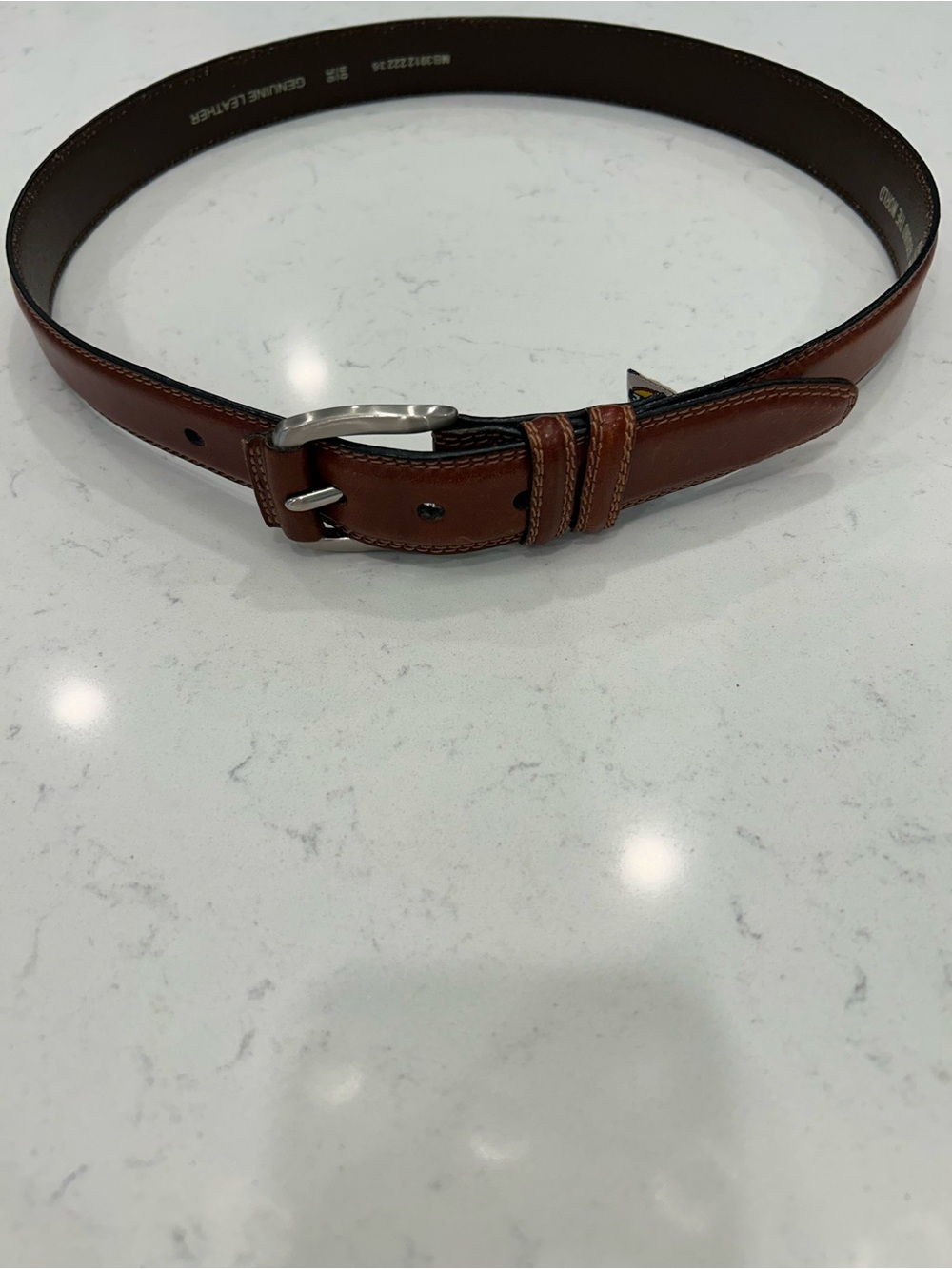 Fossil Brown Leather Belt with Silver Buckle